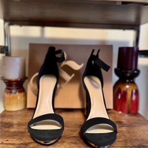 Charlotte Russe Black Open-Toe Heels